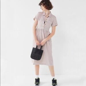 Urban Outfitters Gingham Button‎ Up Midi Shirtdress Dress Size XS OB907211